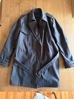 Prada Black Double-Breasted Trench Coat with Belt